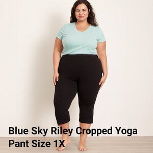 Blue Sky Riley Cropped Bamboo Yoga Pant – Size 1X, Soft Stretch Black
